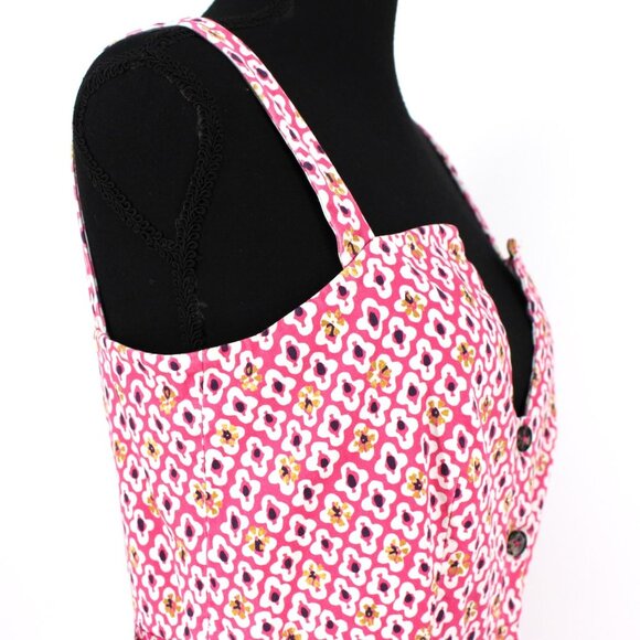 SALONI Abstract Fara Button Up Empire Waist Cotton Midi Dress Small S - Picture 3 of 9